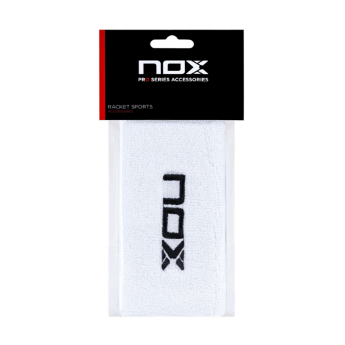 Polsini Nox 2 pz lunghi bianchi logo nero fronte
