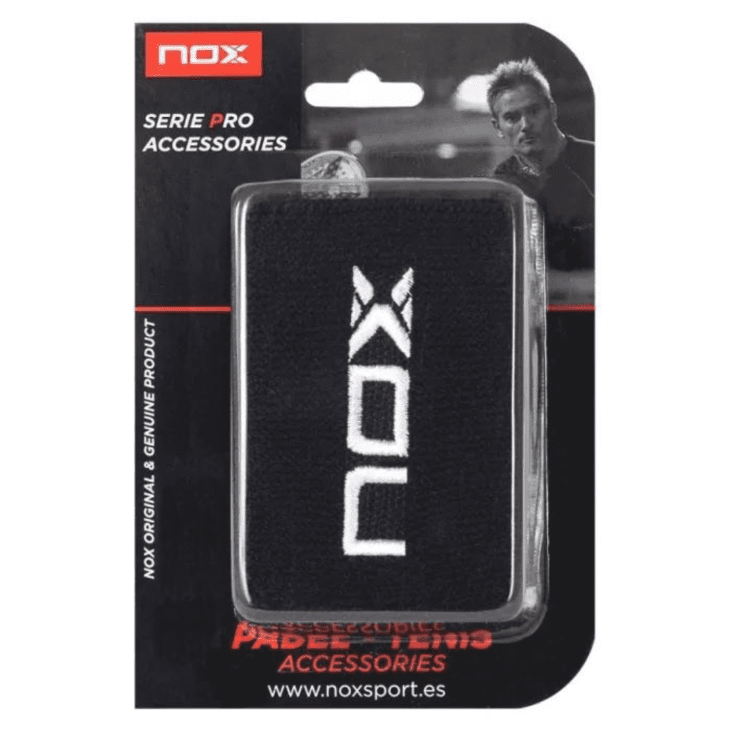 Polsini Nox 2pz Nero Logo Bianco fronte