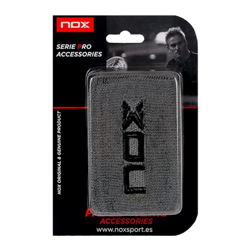 Polsini nox 2pz grigio logo nero fronte