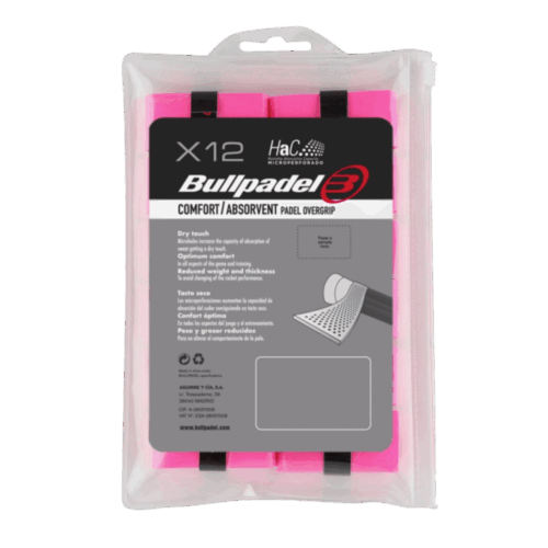 12 Overgrip Bullpadel Comfort/Absorvent - rosa fluo