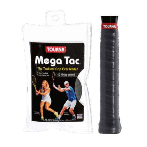 Tourna Mega Tac Extra Tacky Overgrip, 10-pack, Black