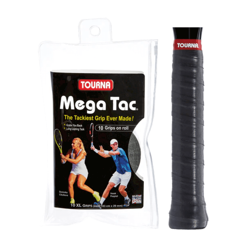 Tourna Mega Tac Extra Tacky Overgrip, 10-pack, Black