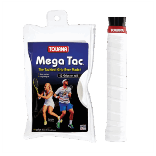 Tourna Mega Tac Extra Tacky Overgrip, 10-pack, White