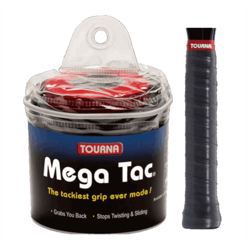 Tourna Mega Tac Extra Tacky Overgrip, 30-Pack, Black