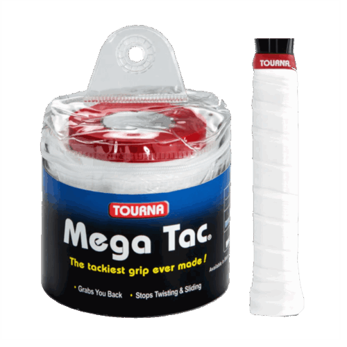 Tourna Mega Tac Extra Tacky Overgrip, 30-Pack, White
