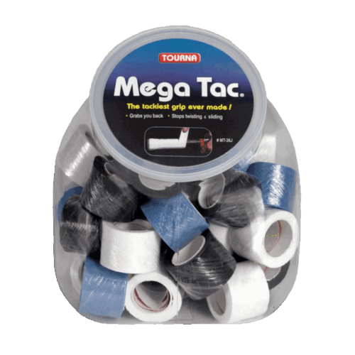 Tourna Mega Tac Extra Tacky Overgrip, Jar Display 36 single rolls